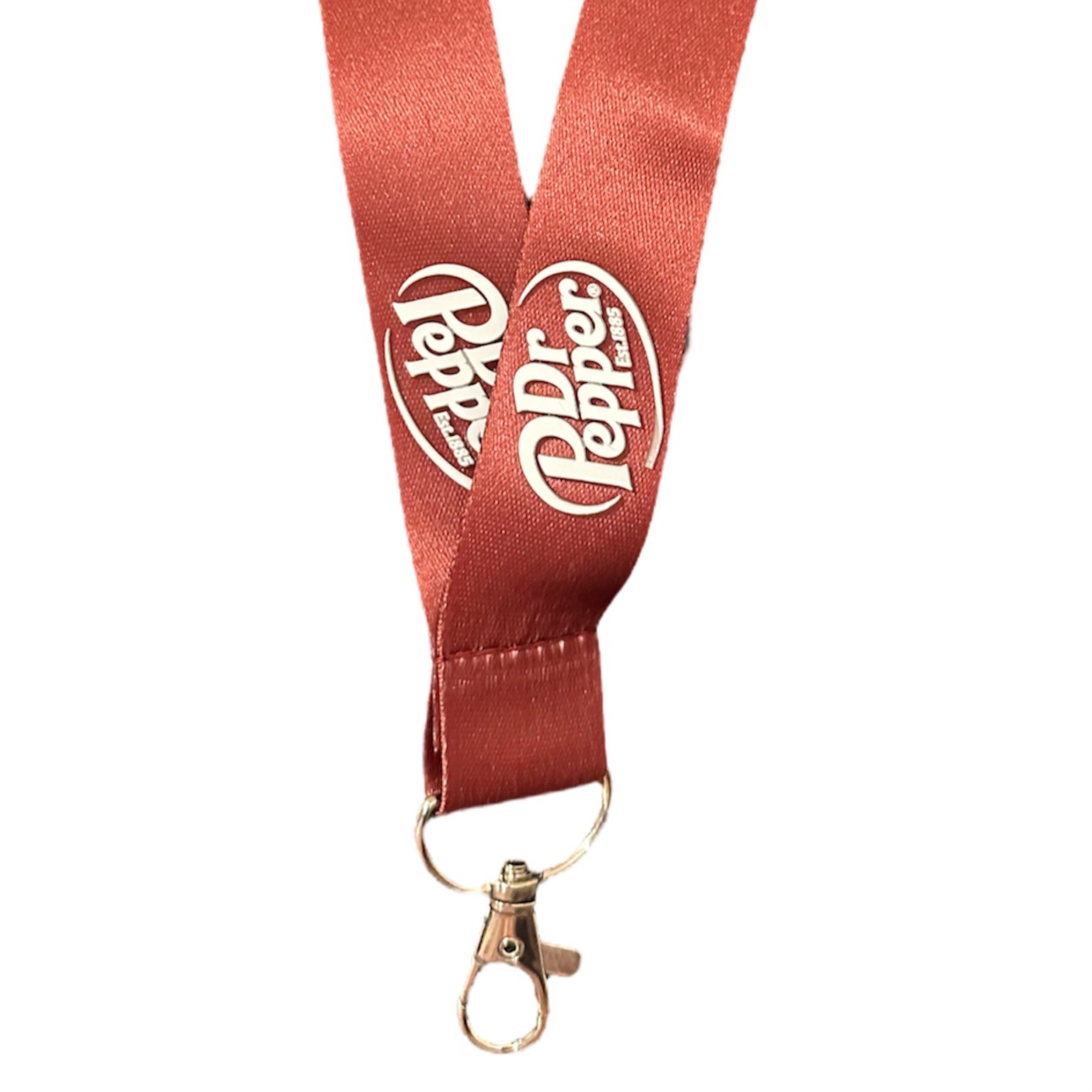 Maroon Modern Dr Pepper Raised Logo Lanyard | Dr Pepper Museum